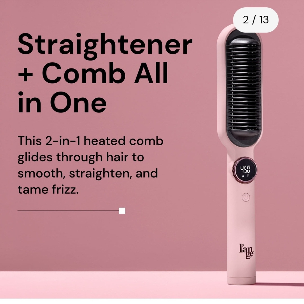 Lange Pink Hair Straightener and Comb